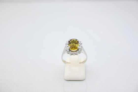 White Gold Diamond Ring with Topaz