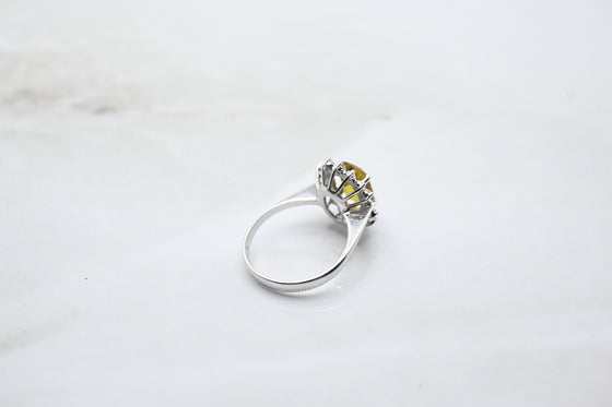 White Gold Diamond Ring with Topaz