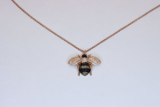 Silver Rose Gold Plated Pendant Queen Bee with zircons