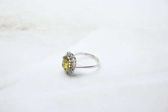 White Gold Diamond Ring with Topaz