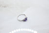 White Gold Diamond Ring with Amethysts