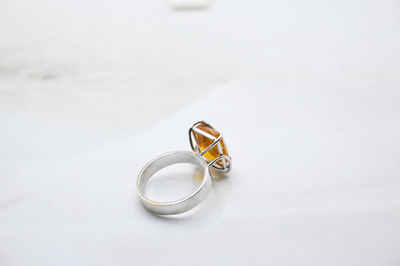 White Gold Diamond Ring with Topaz