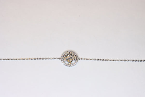 Silver Chain Bracelet with Zircons - Tree of Life