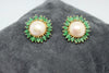 Gold Earring Flowers with pearl and emeralds