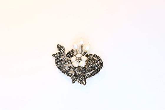 Silver Brooch Flowers