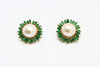 Gold Earring Flowers with pearl and emeralds