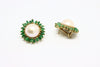 Gold Earring Flowers with pearl and emeralds