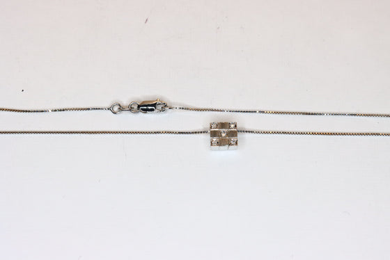 White Gold Square Pendant with diamonds