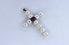 Gold Pearl Cross with amethyst