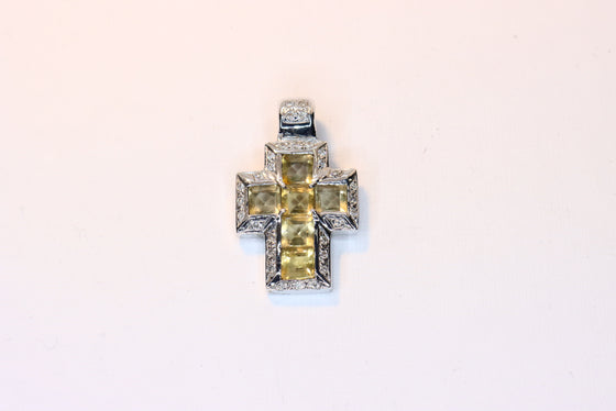 White Gold Cross with citrine and diamonds