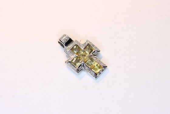 White Gold Cross with citrine and diamonds