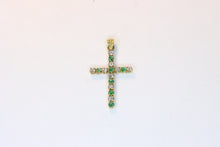  Gold Cross with diamonds and emeralds