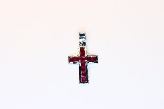 White Gold Cross with rubies