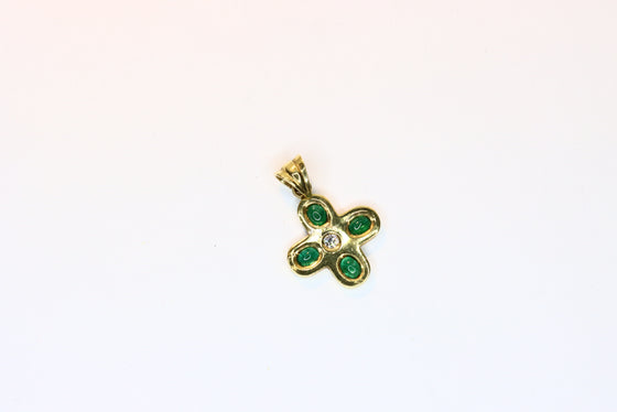 Gold Cross with emeralds and diamond