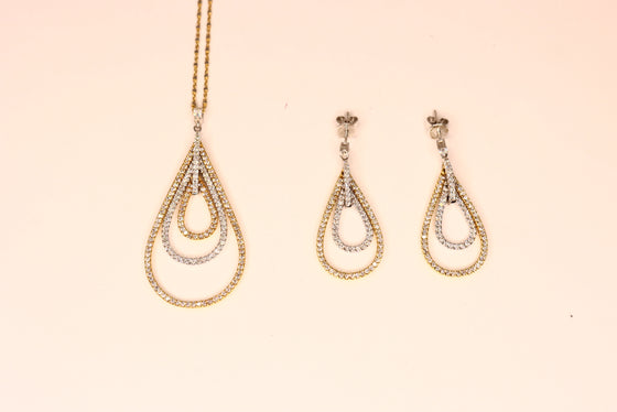 White and Yellow  Gold Pendant Drops with diamonds