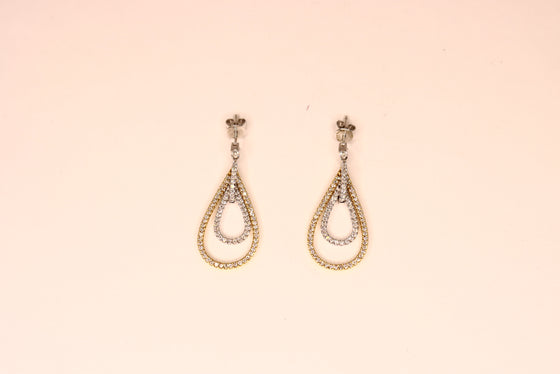 White Gold Earrings Drops with diamonds