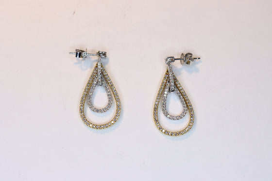 White Gold Earrings Drops with diamonds