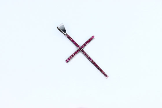 White Gold Cross with rubies