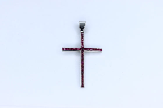 White Gold Cross with rubies