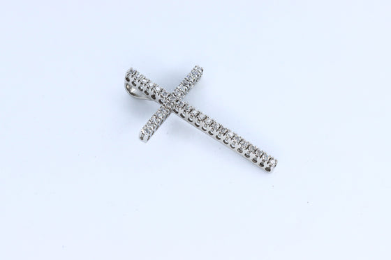 White Gold Cross with zircons