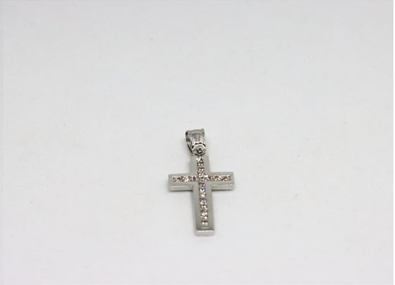 White Gold Cross with zircons