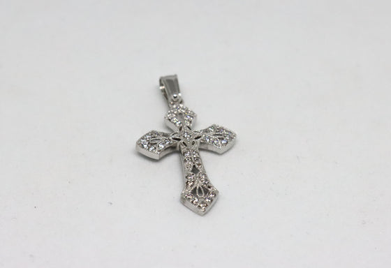 White Gold Cross with zircons