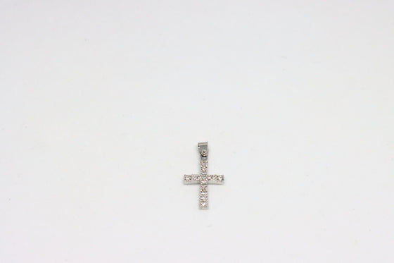 White Gold Cross with zircons