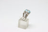 White Gold Ring with diamonds and blue topaz