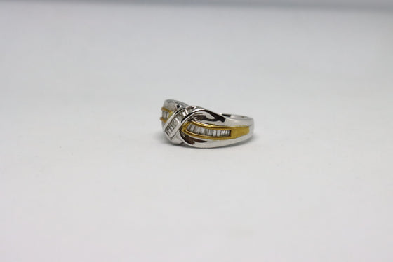 Yellow and White Gold Ring with diamonds