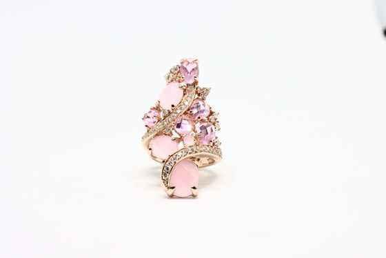 Rose Gold Plated Silver Ring with zircons