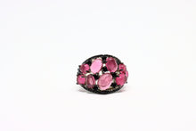  Silver Ring with pink gemstones