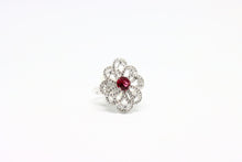  Silver Ring with ruby and zircons