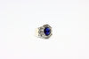 Silver Ring with sapphire and zircons