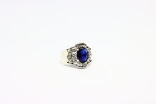  Silver Ring with sapphire and zircons