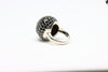 Silver Ring with black gemstones