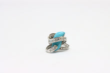  Silver Ring with zircons and turquoise