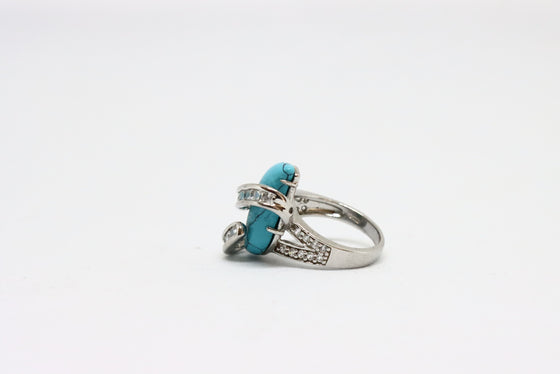 Silver Ring with zircons and turquoise