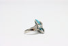 Silver Ring with zircons and turquoise