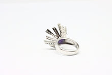  Silver Ring Flower with zircons and amethyst