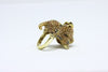 Silver gold plated ring with zircons