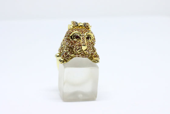 Silver gold plated ring with zircons