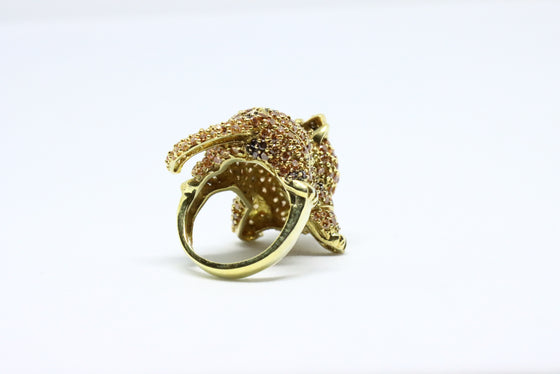 Silver gold plated ring with zircons