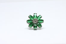  Silver Ring with emeralds and zircons