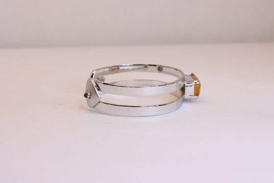 Silver and Gold  Bangle Bracelet with citrine and Sapphire