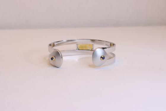 Silver and Gold  Bangle Bracelet with citrine and Sapphire