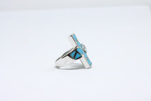  Silver Ring with turquoise and sapphire