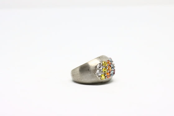 Silver Mad Ring with gemstones