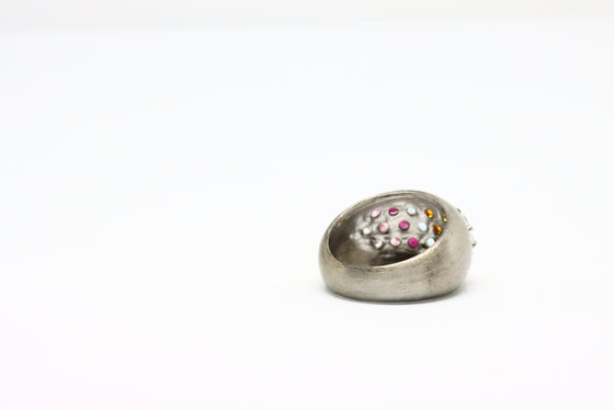 Silver Mad Ring with gemstones