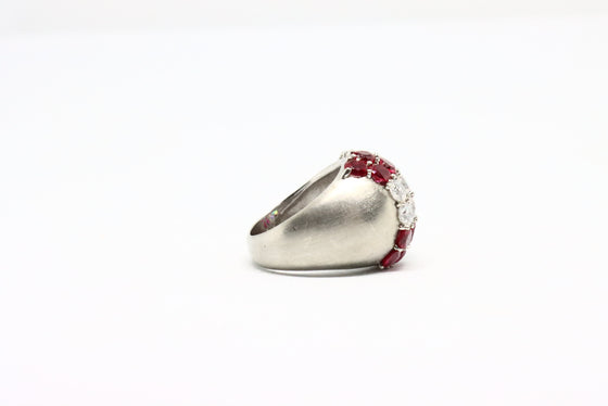 Silver Mad Ring with rubies and zircons