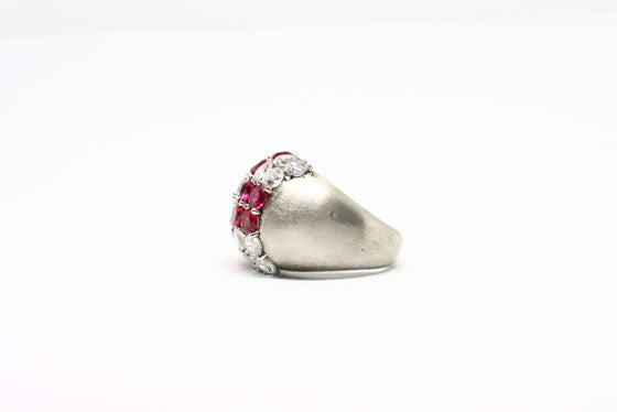 Silver Mad Ring with rubies and zircons